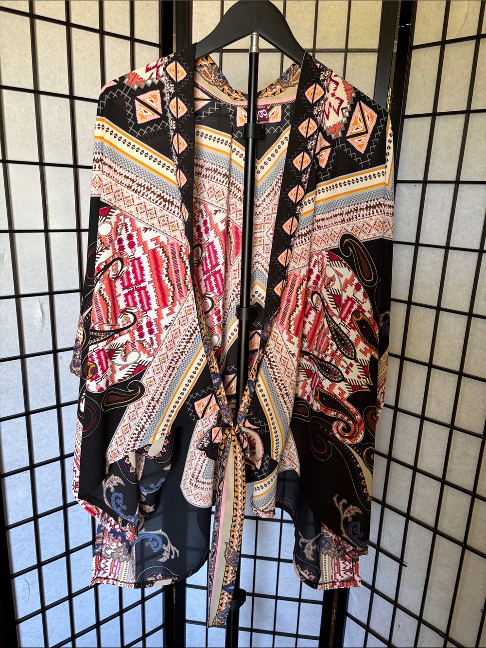 Boho Paisley Tribal Print Kimono Tie Front Cardigan‎ Wrap